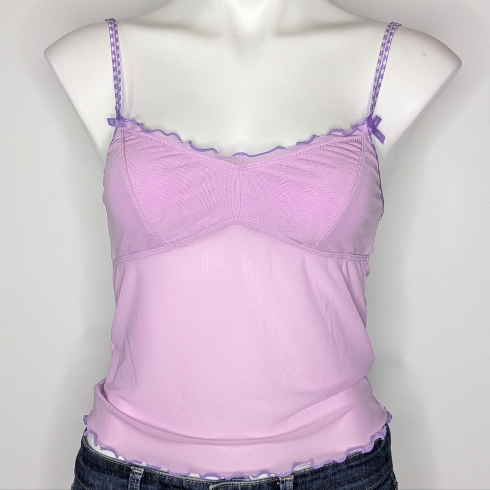 UO Out From Under Purple Mesh Babydoll Tank M
